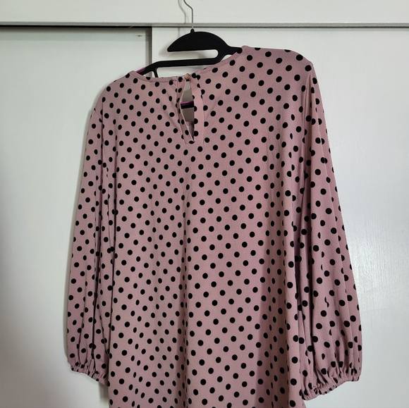 Adrianna Papell Pink and Black Polka Dot Blouse - Picture 2 of 7